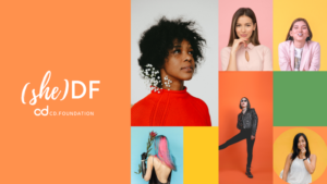 shedf with women banner