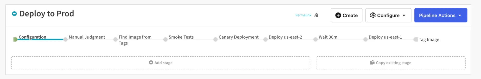 An example Spinnaker Pipeline for a Netflix service