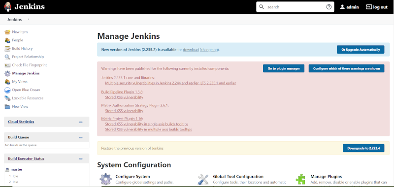screen shot manage jenkins page dashboard