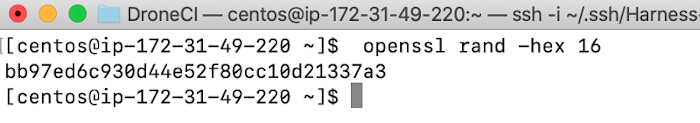 Screenshot of command line run: openssl rand -hex 16
