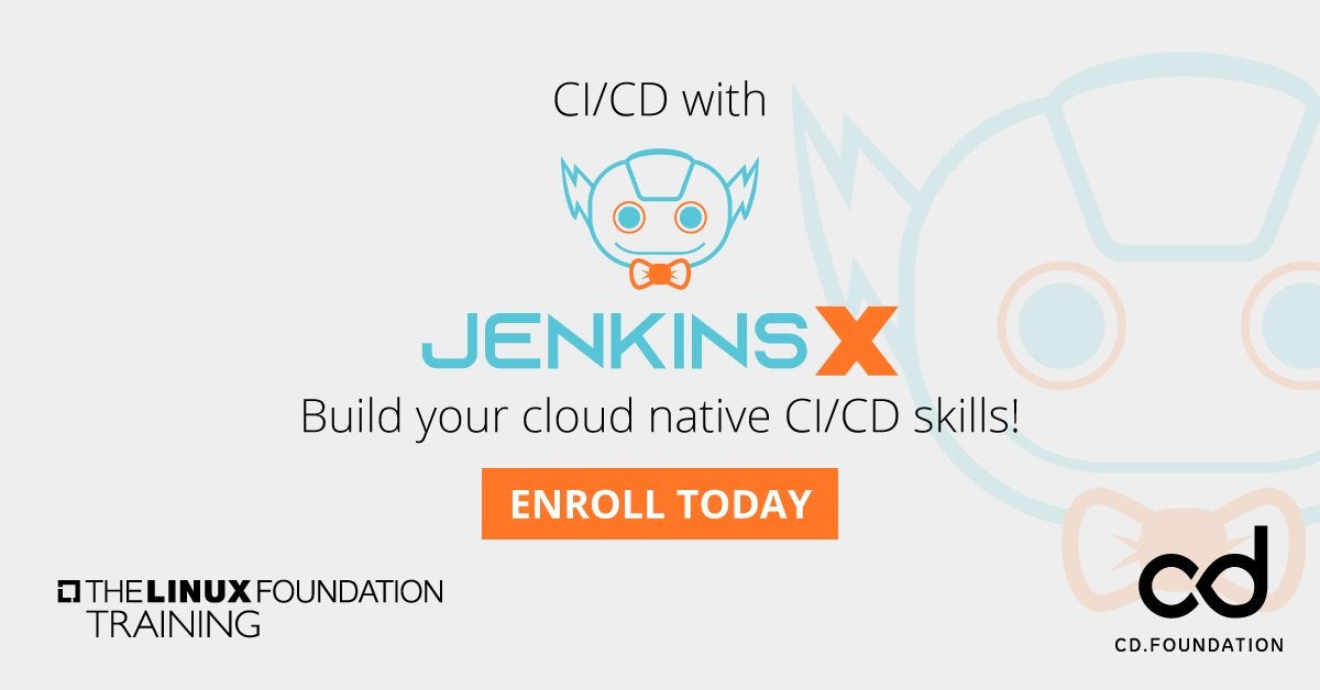 Jenkins X training banner "enroll today"