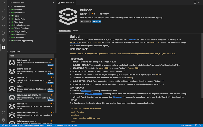 Buildah tekton screenshot 