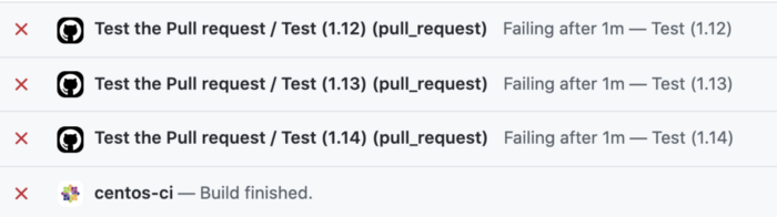 failed pull requests tests